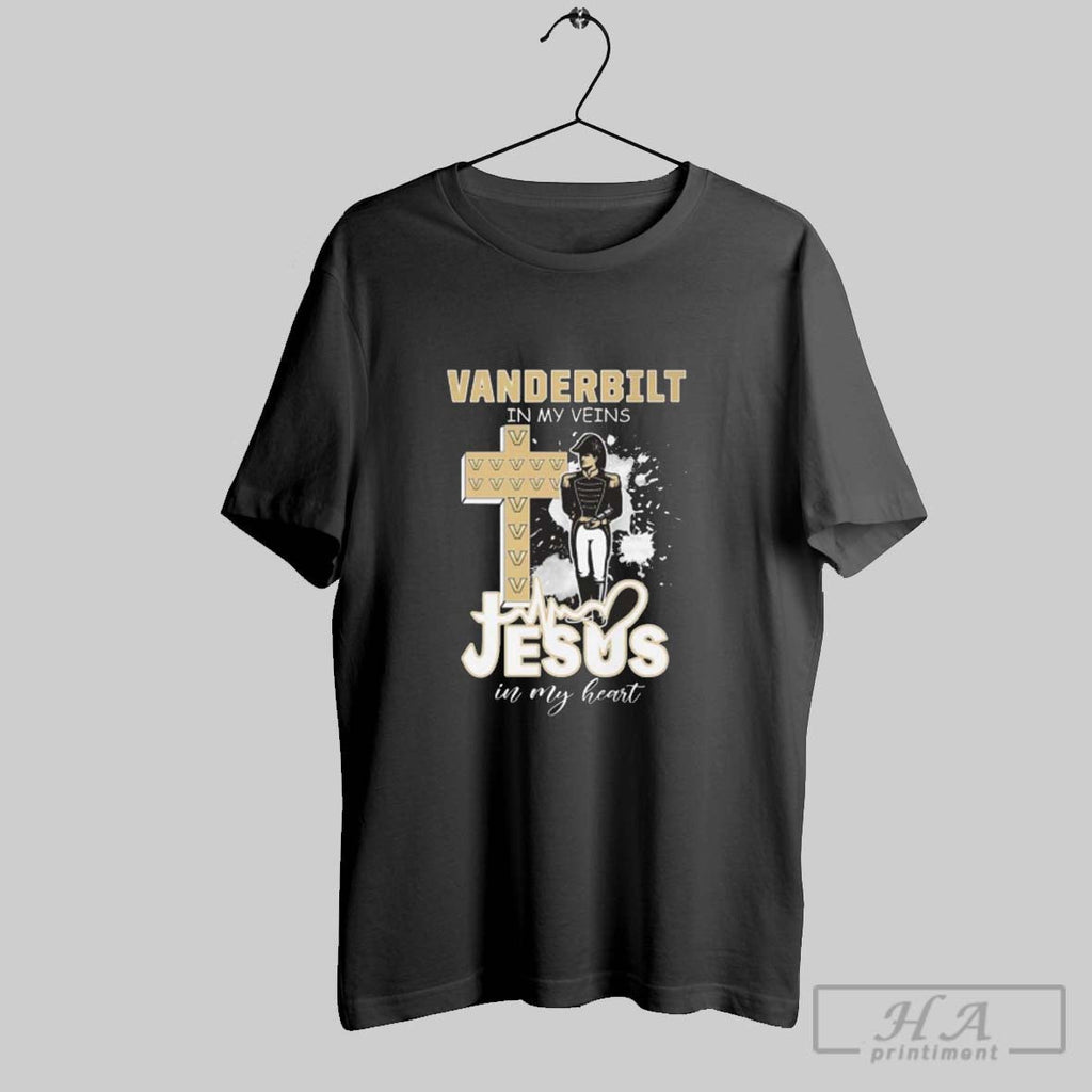 Official Vanderbilt Commodore Mascot In My Veins Jesus In My Heart 2025 Unisex T-shirt, Sweatshirt, Hoodie, Long Sleeve Tee - T-Shirt, Sweatshirt, Hoodie