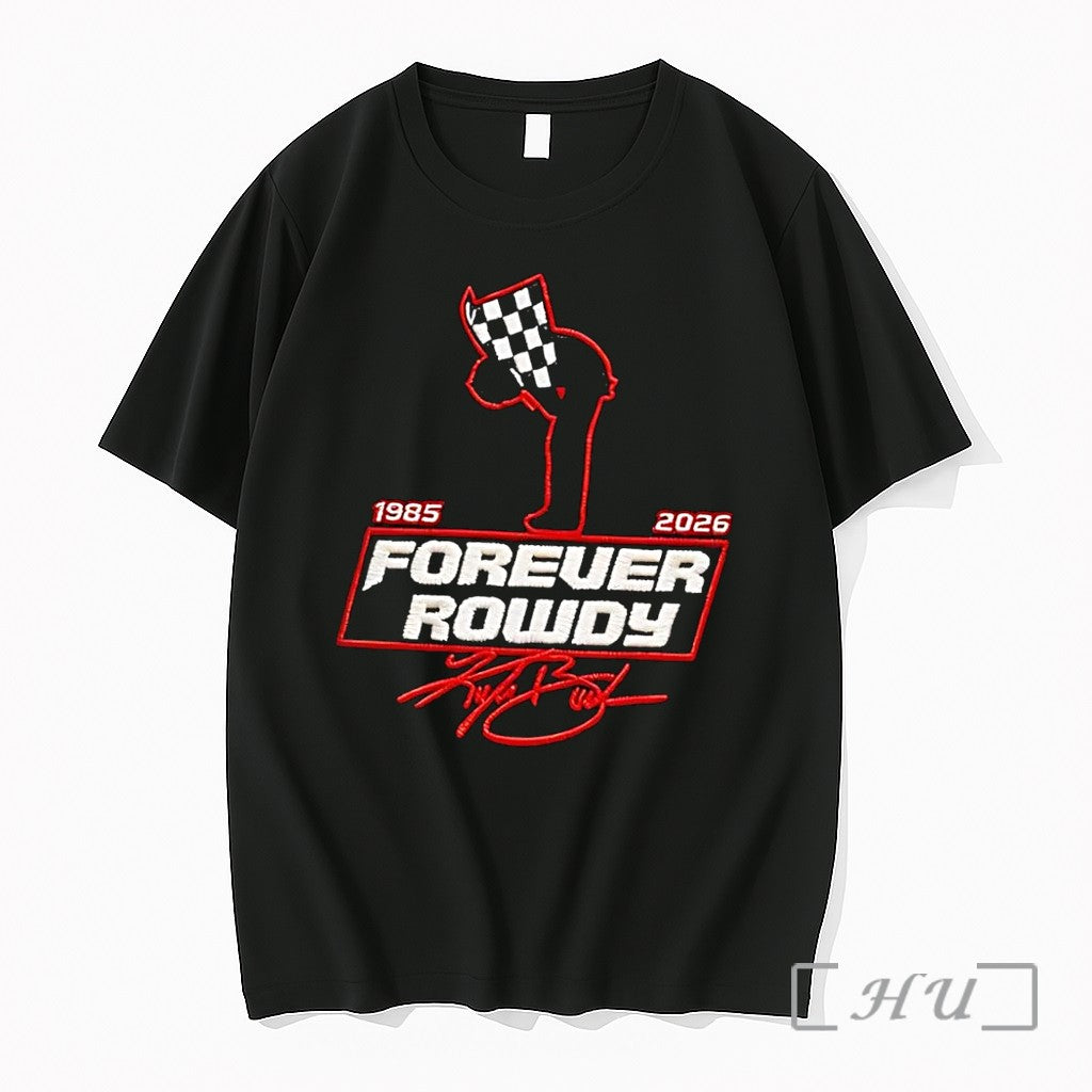 Officials 1985 2026 Forever Rowdy Kyle Busch Checkered Flag Black Unisex T-shirt, Sweatshirt, Hoodie, Long Sleeve Tee - T-Shirt, Sweatshirt, Hoodie