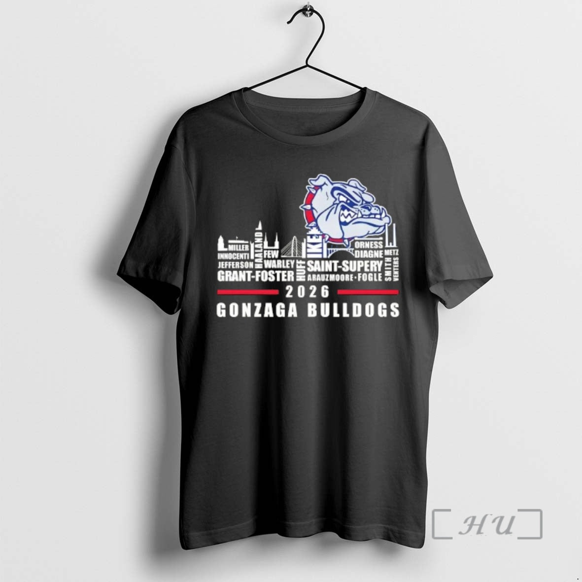 Officials 2026 Gonzaga Bulldogs All Names City Skyline T-Shirts, Hoodie, Sweatshirt - T-Shirt, Sweatshirt, Hoodie