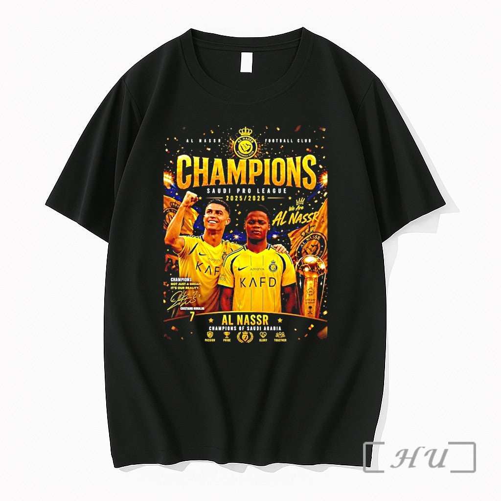 Officials Al Nassr Fc Saudi Pro League Champions 2025 2026 Unisex T-shirt, Sweatshirt, Hoodie, Long Sleeve Tee - T-Shirt, Sweatshirt, Hoodie