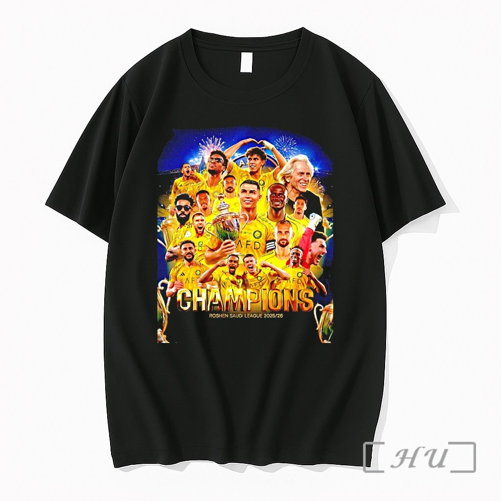 Officials Al Nassr Win Saudi Pro League Champions 2025 26 Collage Team Premium T Shirts Unisex T-shirt, Sweatshirt, Hoodie, Long Sleeve Tee - T-Shirt, Sweatshirt, Hoodie