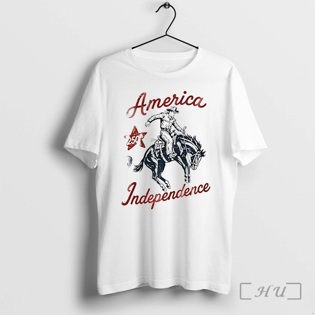 Officials America Independence Cowboy Usa 250th Anniversary Independence Day Unisex T-shirt, Sweatshirt, Hoodie, Long Sleeve Tee - T-Shirt, Sweatshirt, Hoodie