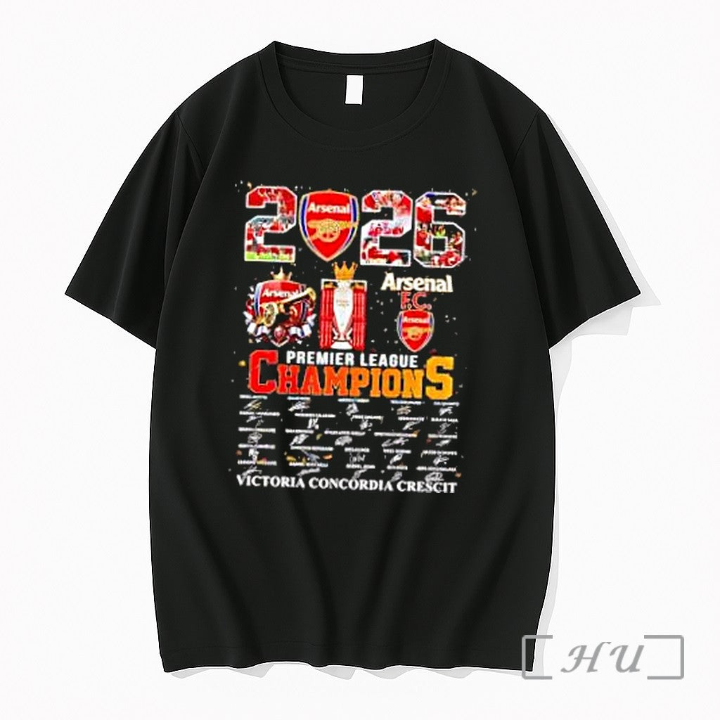 Officials Arsenal 2026 Premier League Champions Victoria Concordia Crescit Unisex T-shirt, Sweatshirt, Hoodie, Long Sleeve Tee - T-Shirt, Sweatshirt, Hoodie