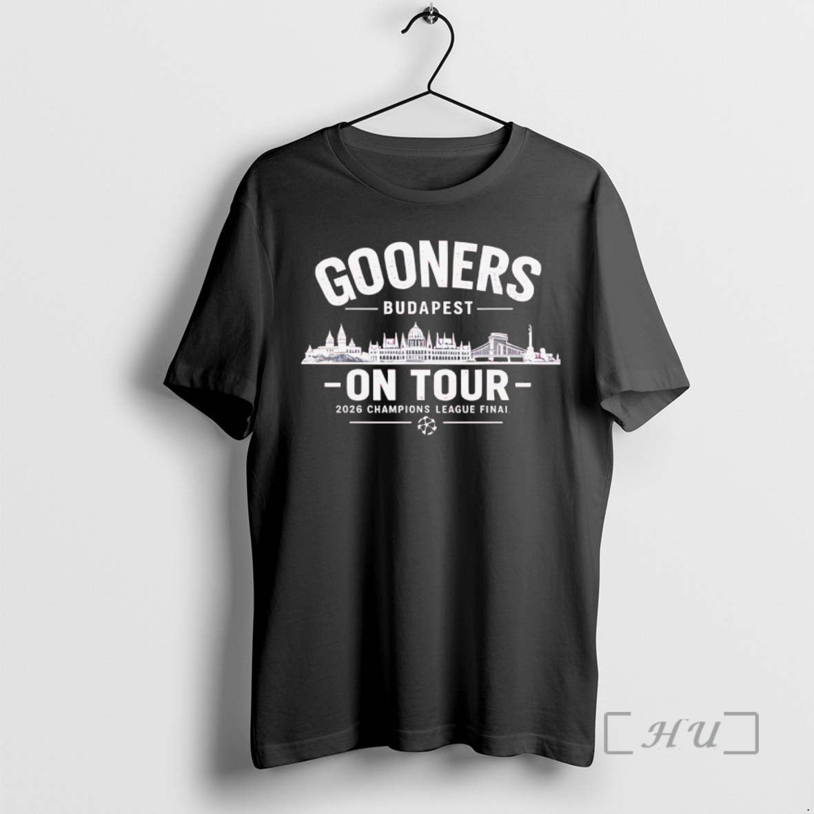 Officials Arsenal Champions League Final Gooners Budapest 2026 Unisex T-shirt, Sweatshirt, Hoodie, Long Sleeve Tee - T-Shirt, Sweatshirt, Hoodie
