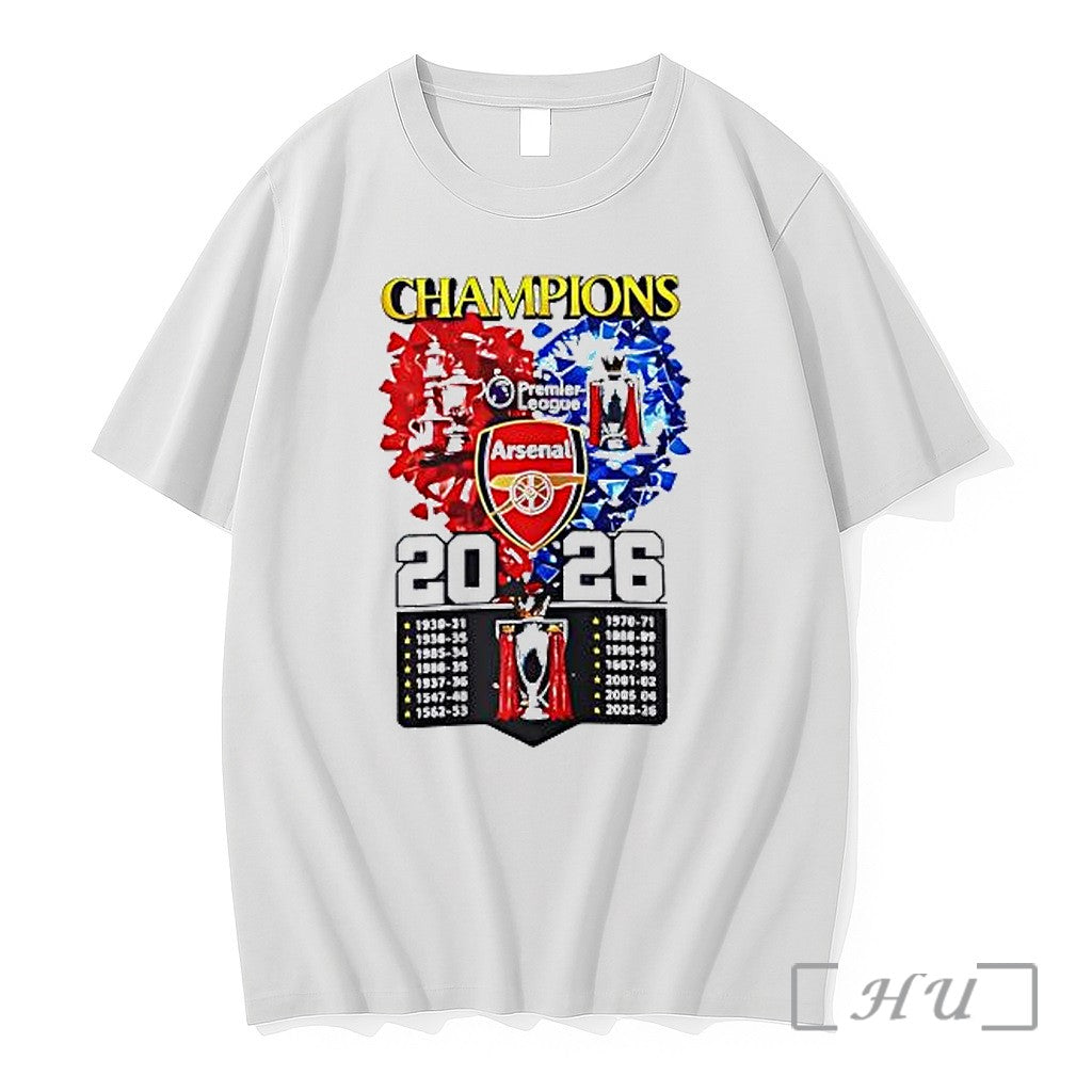 Officials Arsenal Champions Premier League 2026 Trophy Dual Title Unisex T-shirt, Sweatshirt, Hoodie, Long Sleeve Tee - T-Shirt, Sweatshirt, Hoodie