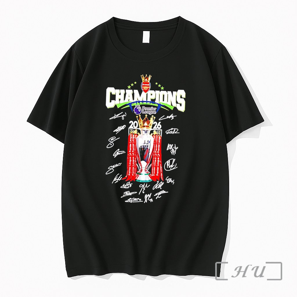 Officials Arsenal Fc Champions Premier League 2026 Trophy With Signature Tee Premium T Shirts Sweater - T-Shirt, Sweatshirt, Hoodie