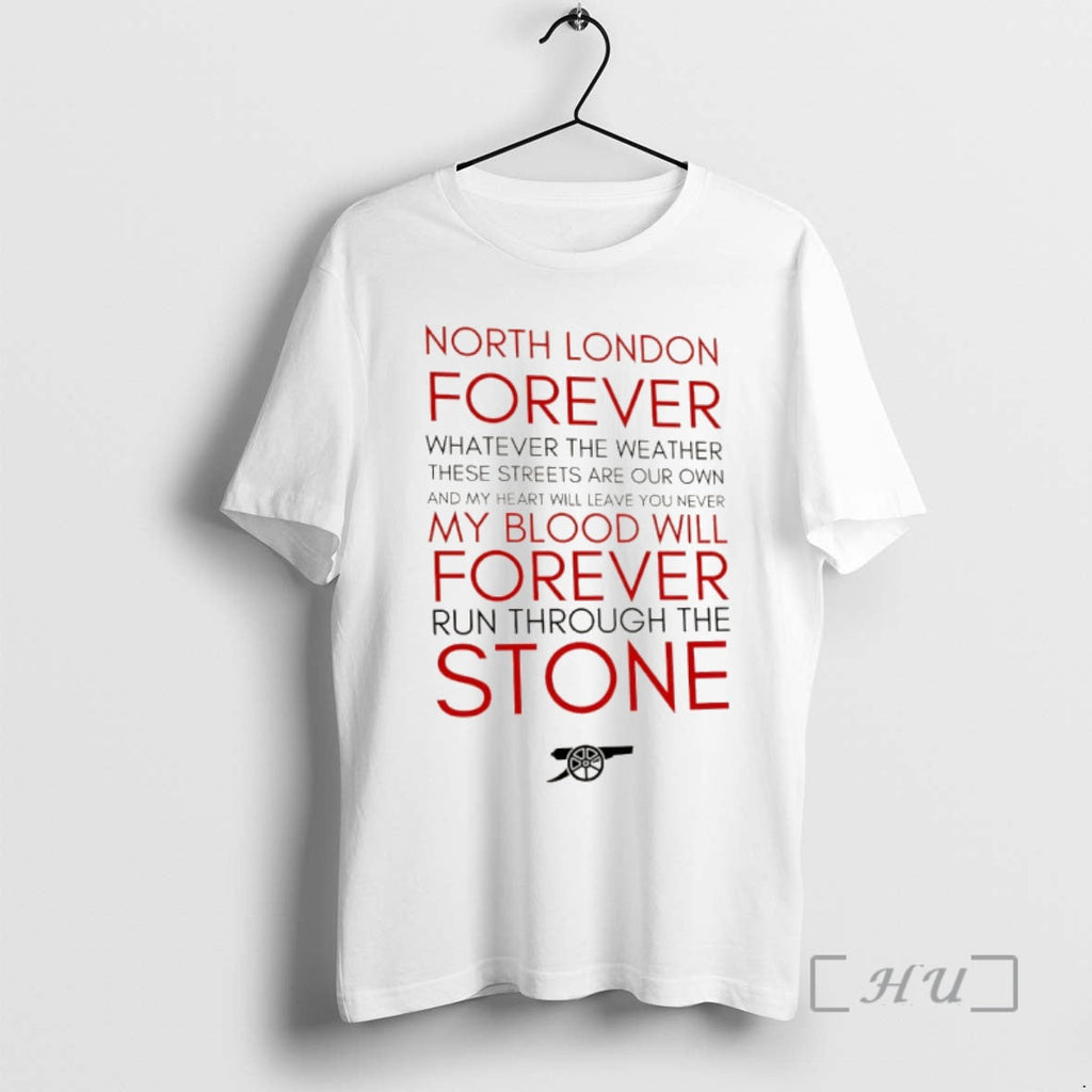 Officials Arsenal Fc North London Forever Lyrics Football Fan Unisex T-shirt, Sweatshirt, Hoodie, Long Sleeve Tee - T-Shirt, Sweatshirt, Hoodie