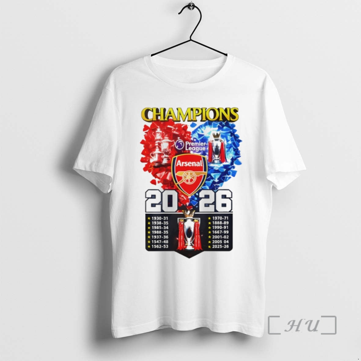 Officials Arsenal Fc Premier League 2026 Champions Lover Unisex T-shirt, Sweatshirt, Hoodie, Long Sleeve Tee - T-Shirt, Sweatshirt, Hoodie
