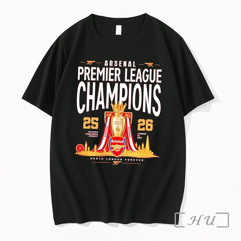 Officials Arsenal Football Club 2025 26 Premier League Champions Trophy Tee Premium T Shirts Sweater - T-Shirt, Sweatshirt, Hoodie