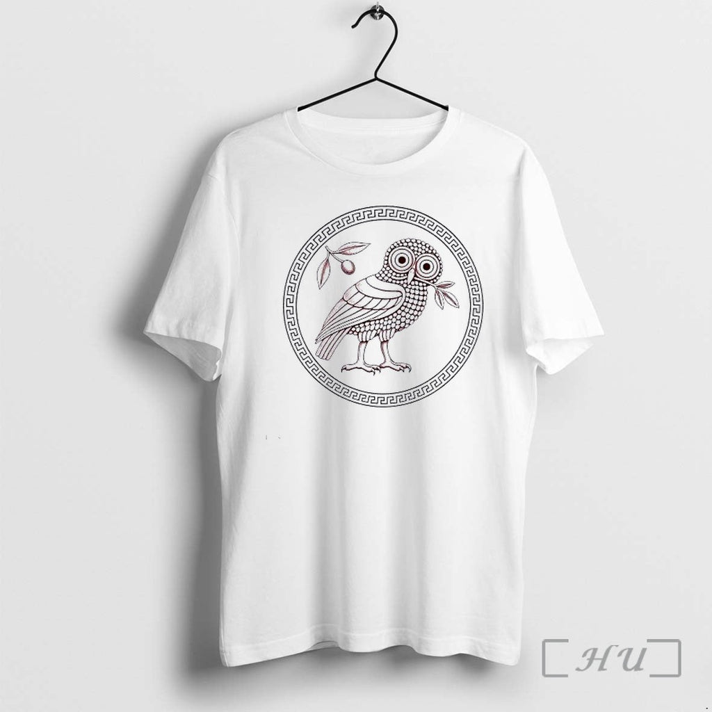 Officials Athenas Owl With Olive Branch Greek Meander Unisex T-shirt, Sweatshirt, Hoodie, Long Sleeve Tee - T-Shirt, Sweatshirt, Hoodie