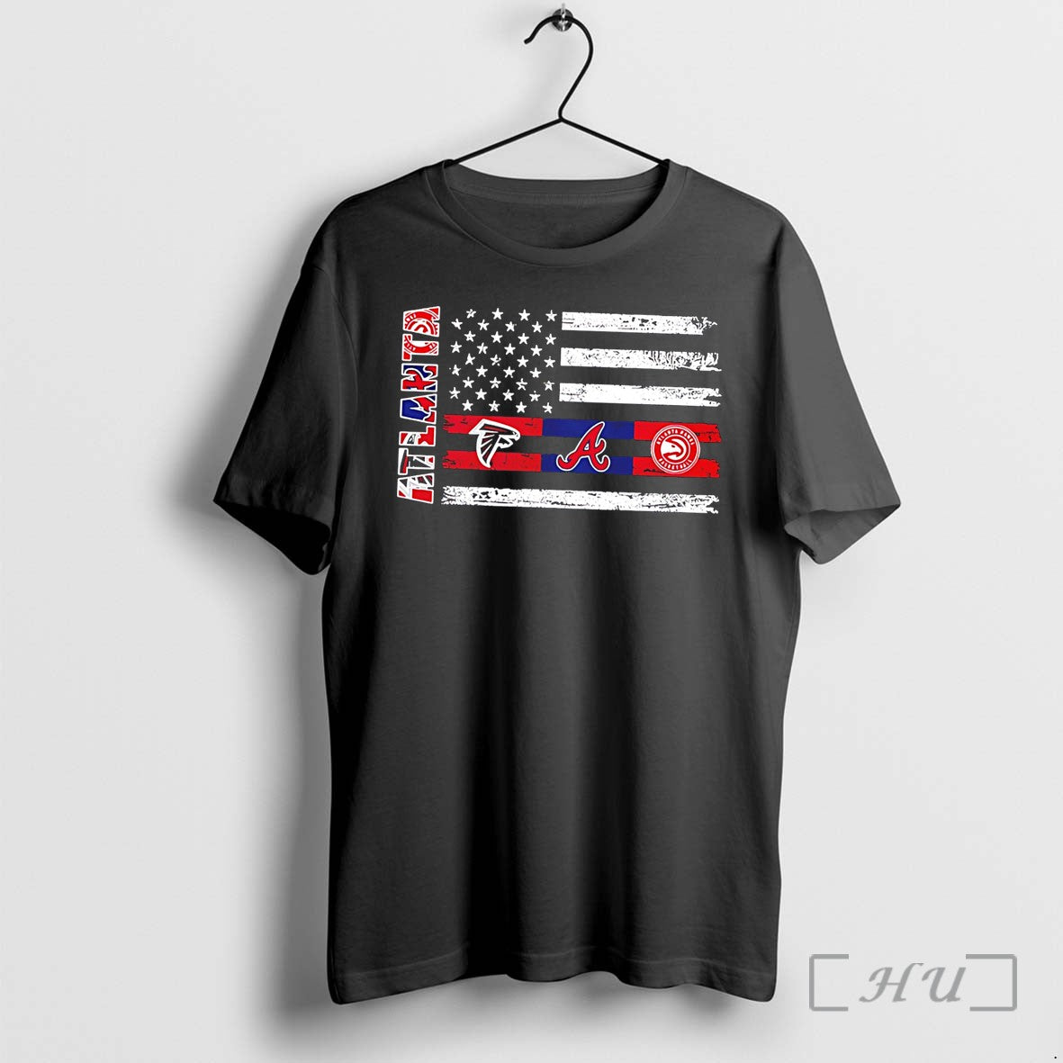 Officials Atlanta Sports Teams Logos Flag Tee Unisex T-shirt, Sweatshirt, Hoodie, Long Sleeve Tee - T-Shirt, Sweatshirt, Hoodie