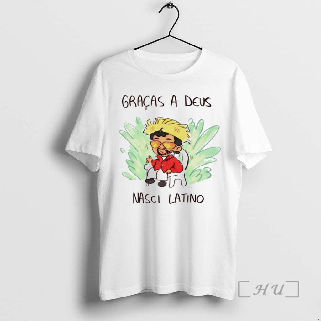 Officials Bad Bunny Gracas Deus Nasci Latino Art T-Shirts, Hoodie, Sweatshirt - T-Shirt, Sweatshirt, Hoodie