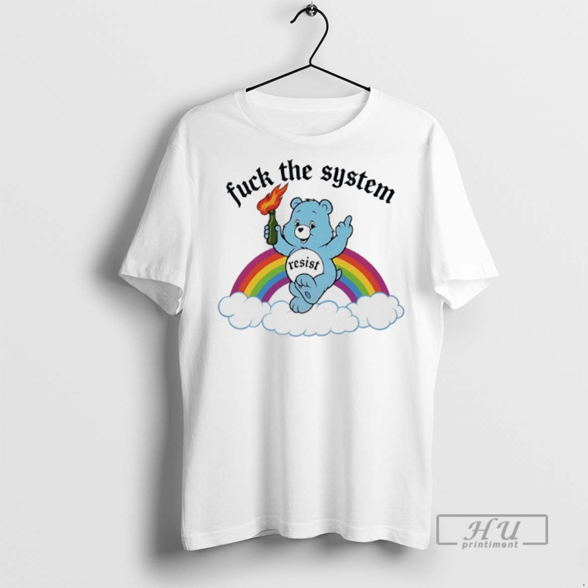 Officials Bear Fuck The System Resist Rainbow T Shirt Unisex T-shirt, Sweatshirt, Hoodie, Long Sleeve Tee - T-Shirt, Sweatshirt, Hoodie