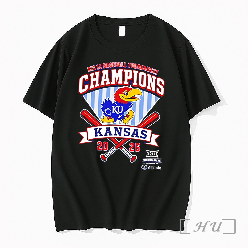 Officials Big 12 Baseball Tournament Champions Kansas 2026 Symbol Tee Unisex T-shirt, Sweatshirt, Hoodie, Long Sleeve Tee - T-Shirt, Sweatshirt, Hoodie
