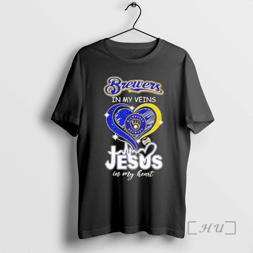 Officials Brewers My Veins Jesus My Heart Diamond Heart T-Shirts, Hoodie, Sweatshirt - T-Shirt, Sweatshirt, Hoodie
