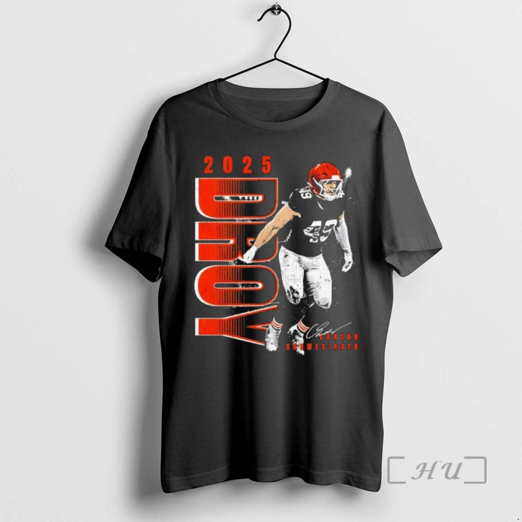 Officials Carson Schwesinger Cleveland Browns 2025 Droy Football Signature T-Shirts, Hoodie, Sweatshirt - T-Shirt, Sweatshirt, Hoodie