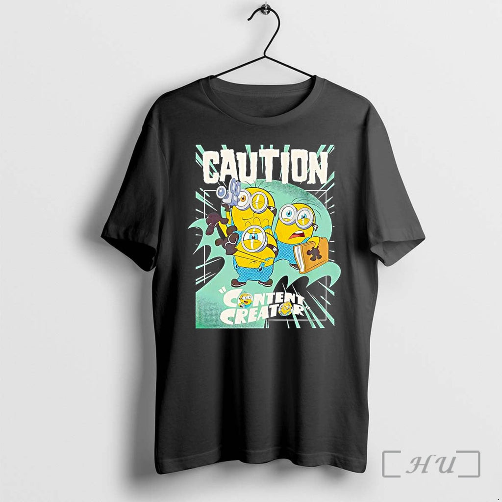 Officials Caution Minions Content Creator Premium T Shirts Sweater Hoodie Jpg Unisex T-shirt, Sweatshirt, Hoodie, Long Sleeve Tee - T-Shirt, Sweatshirt, Hoodie