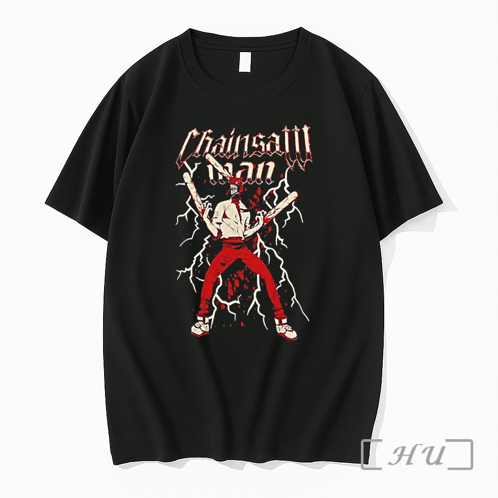 Officials Chainsaw Man Blood Lightning Anime Unisex T-shirt, Sweatshirt, Hoodie, Long Sleeve Tee - T-Shirt, Sweatshirt, Hoodie