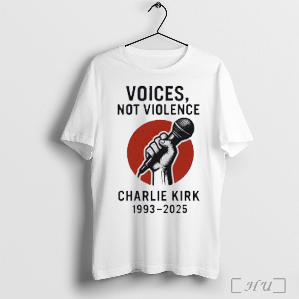 Officials Charlie Kirk 1993 2025 Voices Not Violence T Shirt Unisex T-shirt, Sweatshirt, Hoodie, Long Sleeve Tee - T-Shirt, Sweatshirt, Hoodie