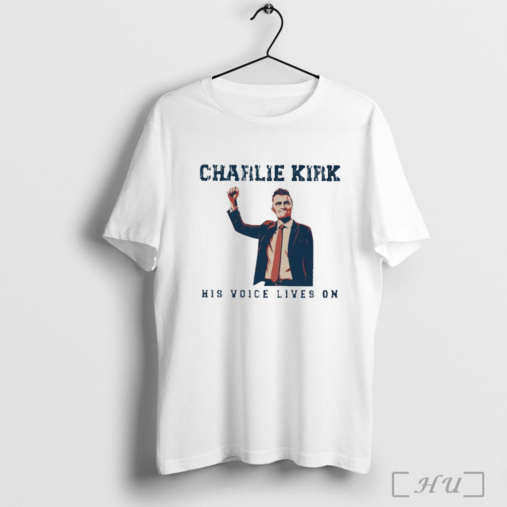 Officials Charlie Kirk His Voice Lives On T Shirt Unisex T-shirt, Sweatshirt, Hoodie, Long Sleeve Tee - T-Shirt, Sweatshirt, Hoodie