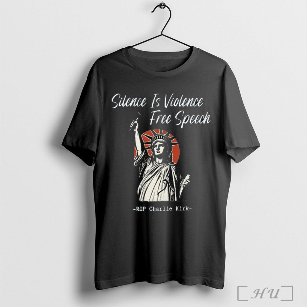 Officials Charlie Kirk Silence Is Violence Free Speech 2025 T Shirt Unisex T-shirt, Sweatshirt, Hoodie, Long Sleeve Tee - T-Shirt, Sweatshirt, Hoodie