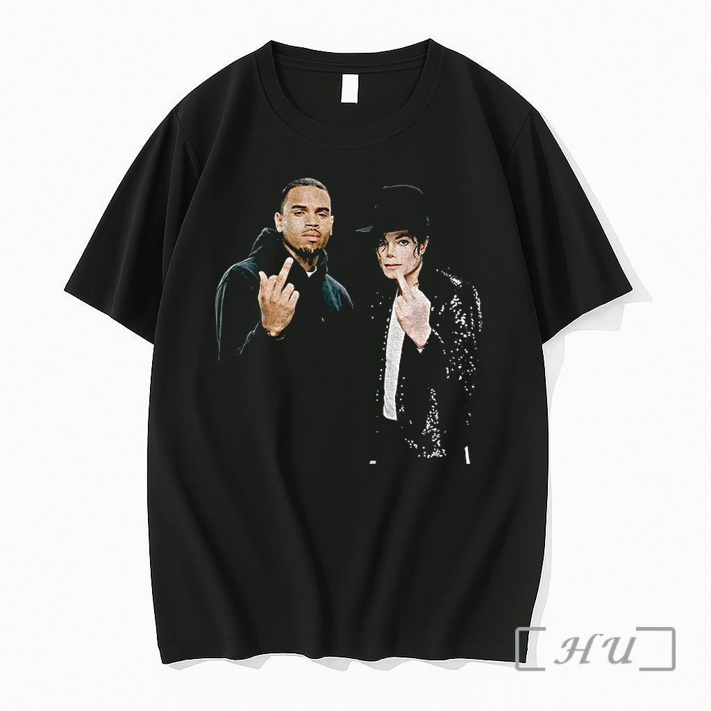 Officials Chris Brown And Mj Middle Finger Photo Vintage Unisex T-shirt, Sweatshirt, Hoodie, Long Sleeve Tee - T-Shirt, Sweatshirt, Hoodie