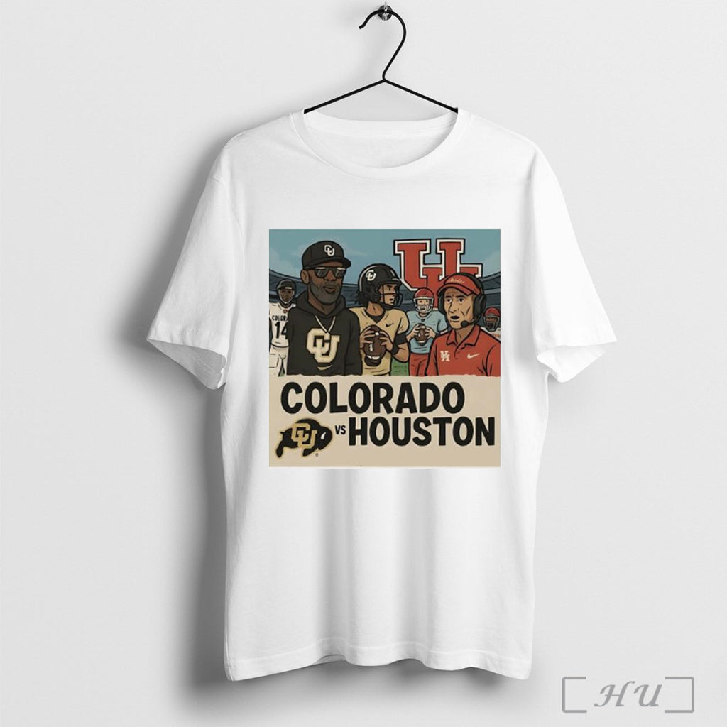 Officials Colorado Buffaloes Vs University Of Houston Cougars Coach Prime Comic T Shirt Unisex T-shirt, Sweatshirt, Hoodie, Long Sleeve Tee - T-Shirt, Sweatshirt, Hoodie