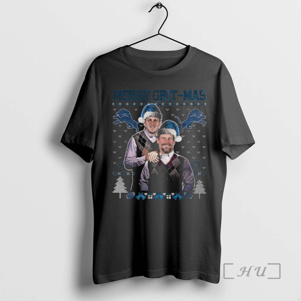 Officials Dan Campbell Jared Goff Merry Grit Mas Detroit Lions T-Shirts, Hoodie, Sweatshirt - T-Shirt, Sweatshirt, Hoodie