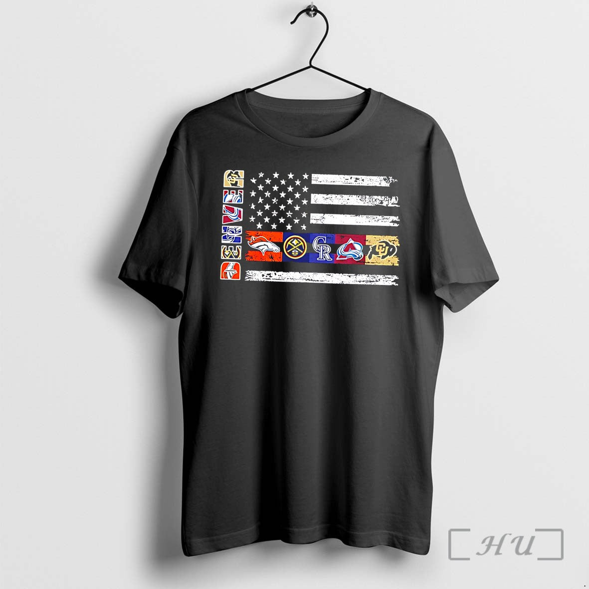 Officials Denver Sports Teams Logos Flag Tee Unisex T-shirt, Sweatshirt, Hoodie, Long Sleeve Tee - T-Shirt, Sweatshirt, Hoodie