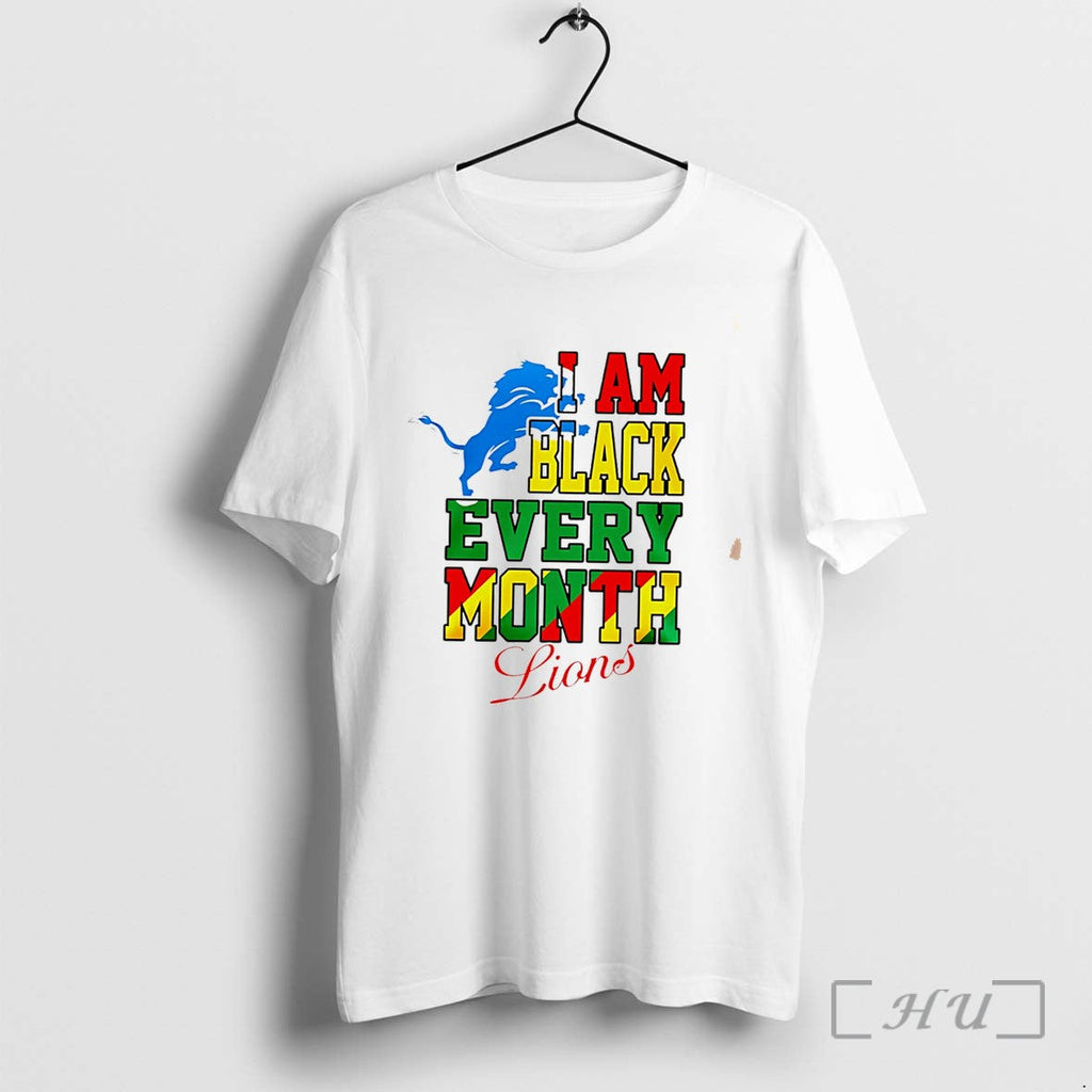 Officials Detroit Lions I Am Black Every Month Juneteenth Logo Tee Premium T Shirts Sweater - T-Shirt, Sweatshirt, Hoodie