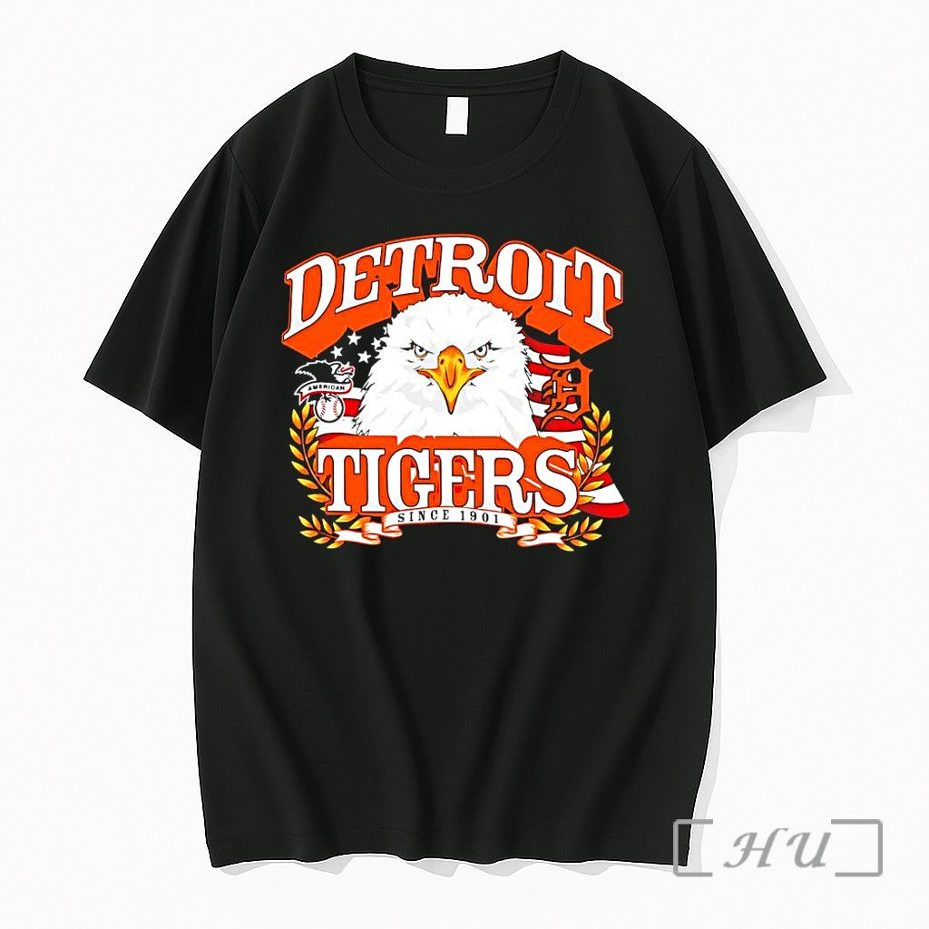 Officials Detroit Tigers Baseball Bald Eagle American League Flag Since 1901 Premium T Shirts Sweater - T-Shirt, Sweatshirt, Hoodie