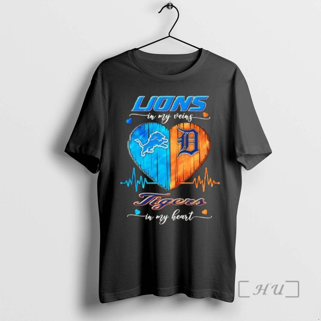 Officials Detroit Sports Lions My Veins Tigers My Heart T-Shirts, Hoodie, Sweatshirt - T-Shirt, Sweatshirt, Hoodie