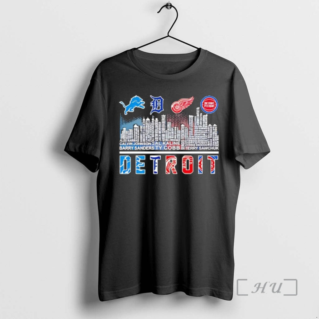 Officials Detroit Sports Lions X Tigers X Red Wings X Pistons Skyline City Teams T-Shirts, Hoodie, Sweatshirt - T-Shirt, Sweatshirt, Hoodie