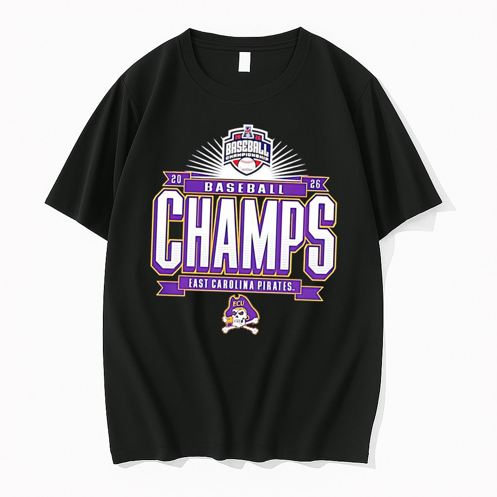 Officials Ecu Pirates 2026 American Conference Baseball Champions Tee Premium T Shirt Unisex T-shirt, Sweatshirt, Hoodie, Long Sleeve Tee - T-Shirt, Sweatshirt, Hoodie