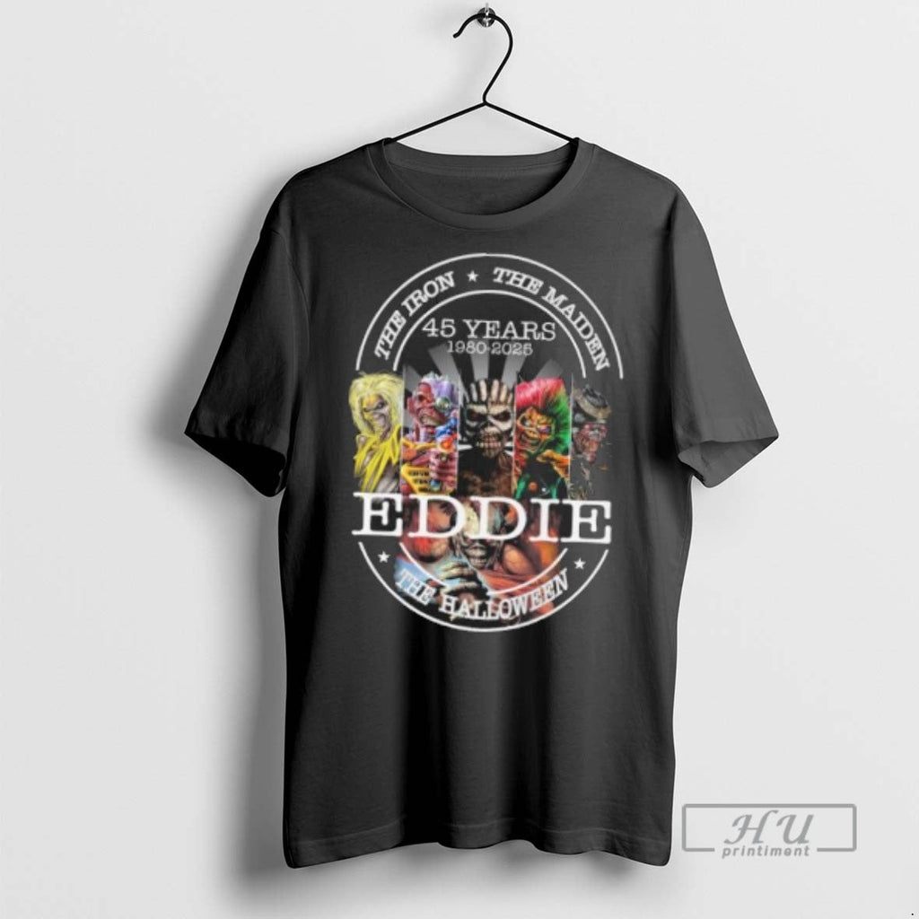 Officials Eddie The Iron The Maiden The Halloween 45 Years 1980 2025 T Shirt Unisex T-shirt, Sweatshirt, Hoodie, Long Sleeve Tee - T-Shirt, Sweatshirt, Hoodie