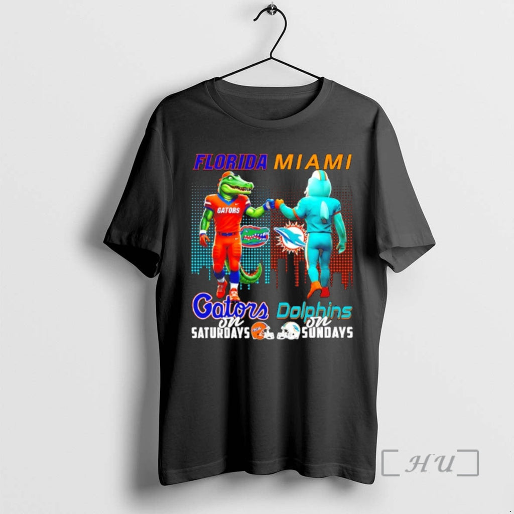 Officials Florida Gators Saturdays Vs Miami Dolphins Sundays Mascot Skyline T-Shirts, Hoodie, Sweatshirt - T-Shirt, Sweatshirt, Hoodie
