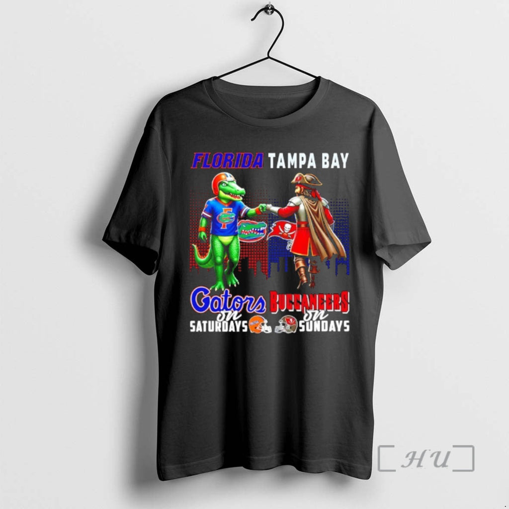 Officials Florida Gators Saturdays Vs Tampa Bay Buccaneers Sundays Mascot Skyline T-Shirts, Hoodie, Sweatshirt - T-Shirt, Sweatshirt, Hoodie