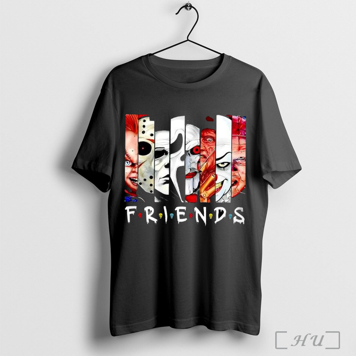 Officials Friends Horror Movie Characters Halloween Parody T Shirt Unisex T-shirt, Sweatshirt, Hoodie, Long Sleeve Tee - T-Shirt, Sweatshirt, Hoodie