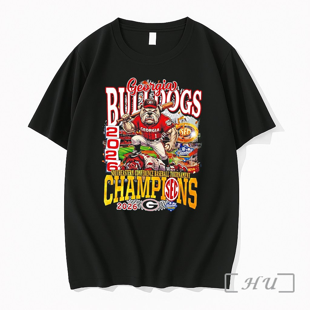 Officials Georgia Bulldogs 2026 Southeastern Conference Baseball Tournament Champions Mascot Tee Premium T Shirts Sweater - T-Shirt, Sweatshirt, Hoodie