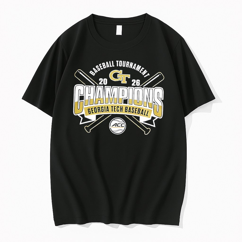 Officials Georgia Tech Yellow Jackets Acc Baseball Tournament Champions 2026 Classic Tee Unisex T-shirt, Sweatshirt, Hoodie, Long Sleeve Tee - T-Shirt, Sweatshirt, Hoodie