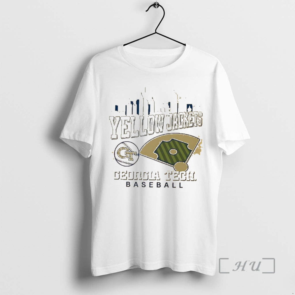 Officials Georgia Tech Yellow Jackets Baseball City Skyline Unisex T-shirt, Sweatshirt, Hoodie, Long Sleeve Tee - T-Shirt, Sweatshirt, Hoodie
