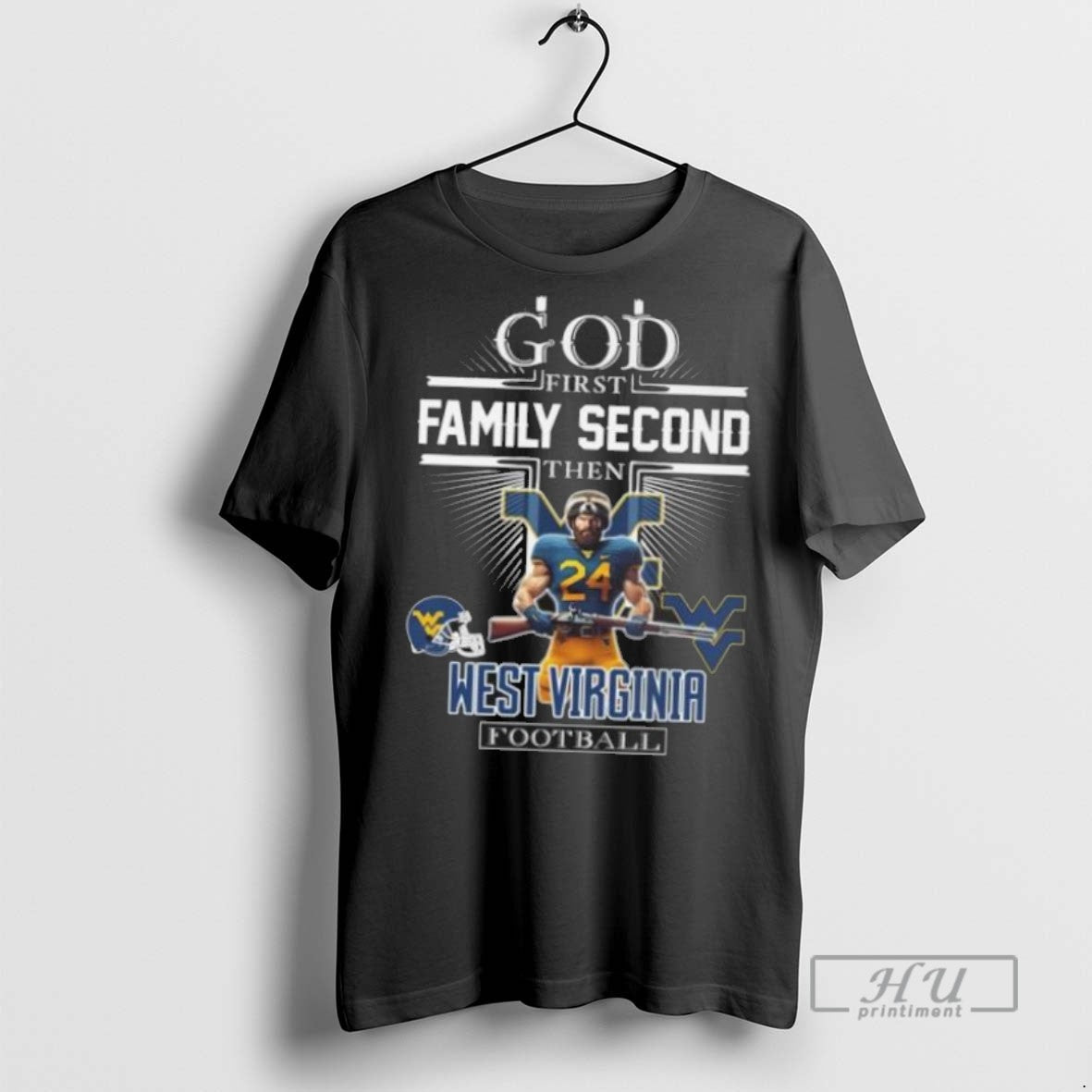 Officials God First Family Second Then West Virginia Mountaineers Football Mascot 2025 T Shirt - T-Shirt, Sweatshirt, Hoodie