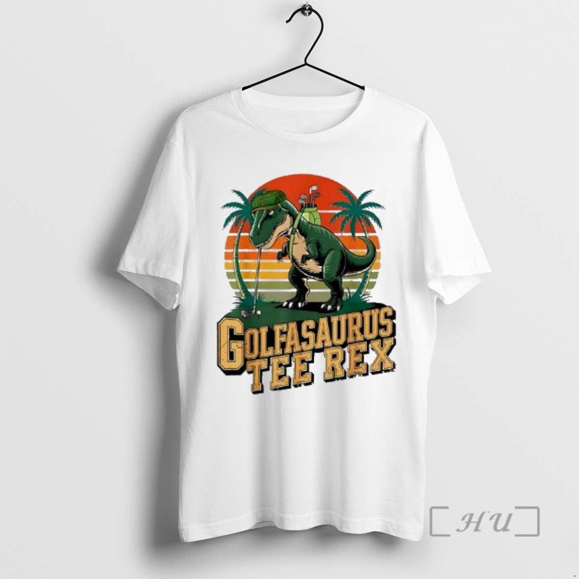 Officials Golfasaurus Tee Rex T Rex Dinosaur Playing Golf Retro Sunset Premium T Shirts Sweater - T-Shirt, Sweatshirt, Hoodie