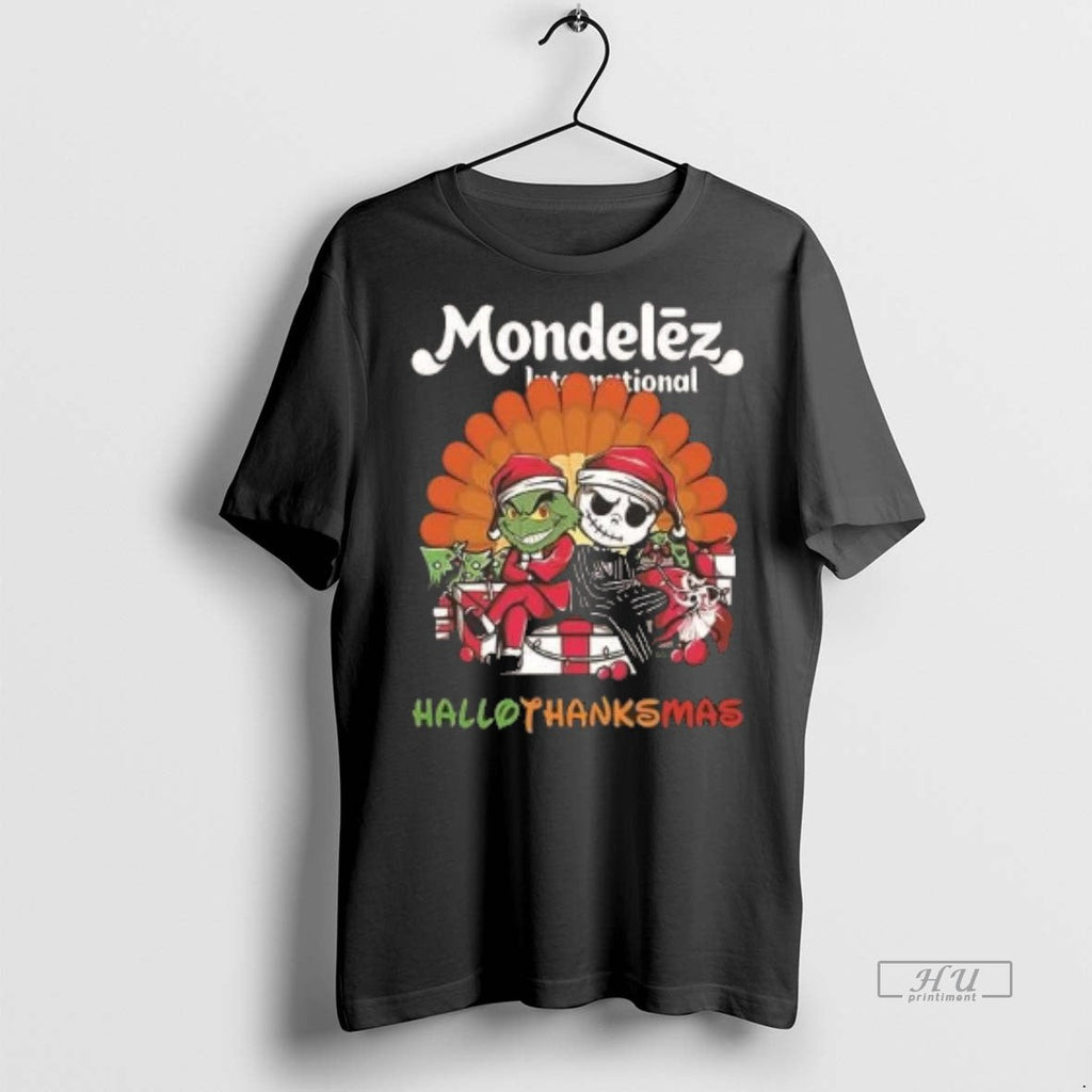 Officials Grinch And Jack Skellington Mondelez International Hallothanksmas 2 Sided Shirt Sweater - T-Shirt, Sweatshirt, Hoodie