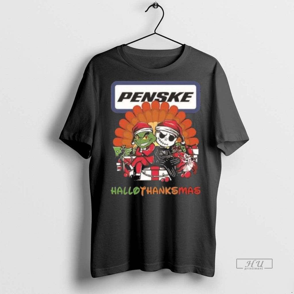 Officials Grinch And Jack Skellington Penske Hallothanksmas 2 Sided Shirt Sweater Unisex T-shirt, Sweatshirt, Hoodie, Long Sleeve Tee - T-Shirt, Sweatshirt, Hoodie