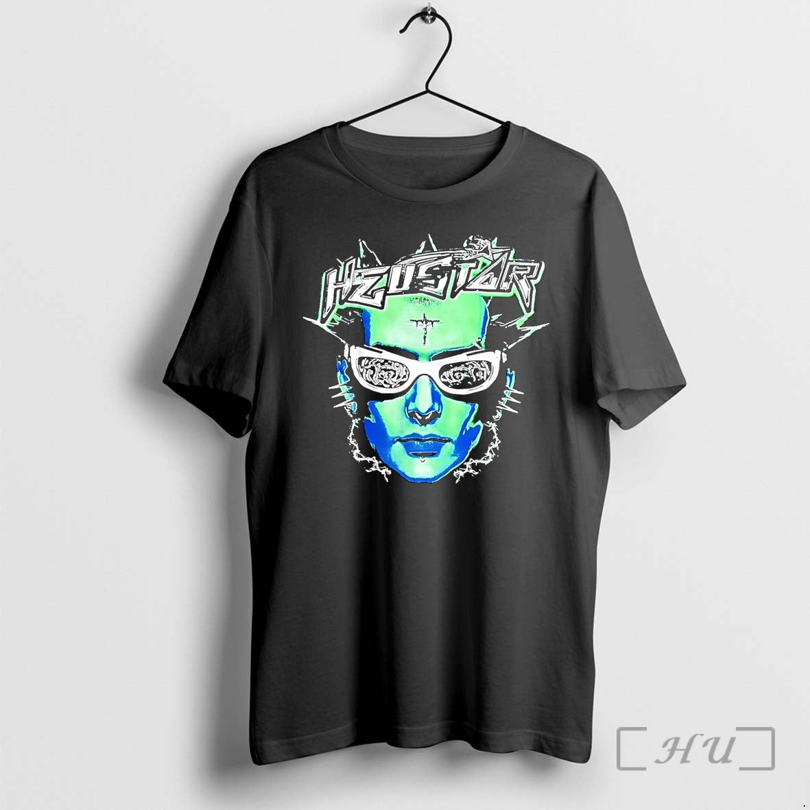 Officials Hzustar Cyber Goth Punk Face Sunglasses Crucifix Green Blue Graphic Black Premium T Shirts - T-Shirt, Sweatshirt, Hoodie