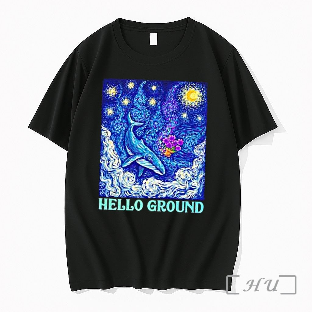 Officials Hello Ground Whale Floating In Starry Night Unisex T-shirt, Sweatshirt, Hoodie, Long Sleeve Tee - T-Shirt, Sweatshirt, Hoodie