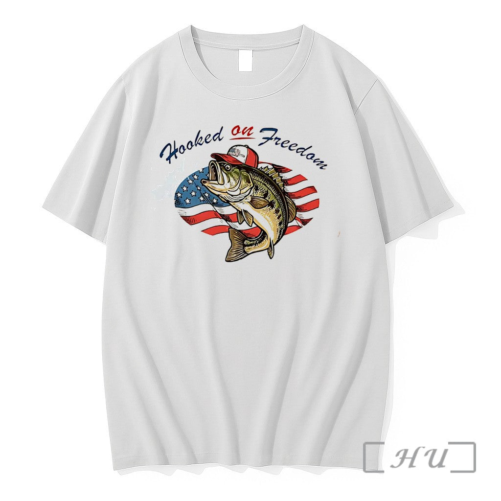 Officials Hooked On Freedom Fish With America Flag Tee Unisex T-shirt, Sweatshirt, Hoodie, Long Sleeve Tee - T-Shirt, Sweatshirt, Hoodie