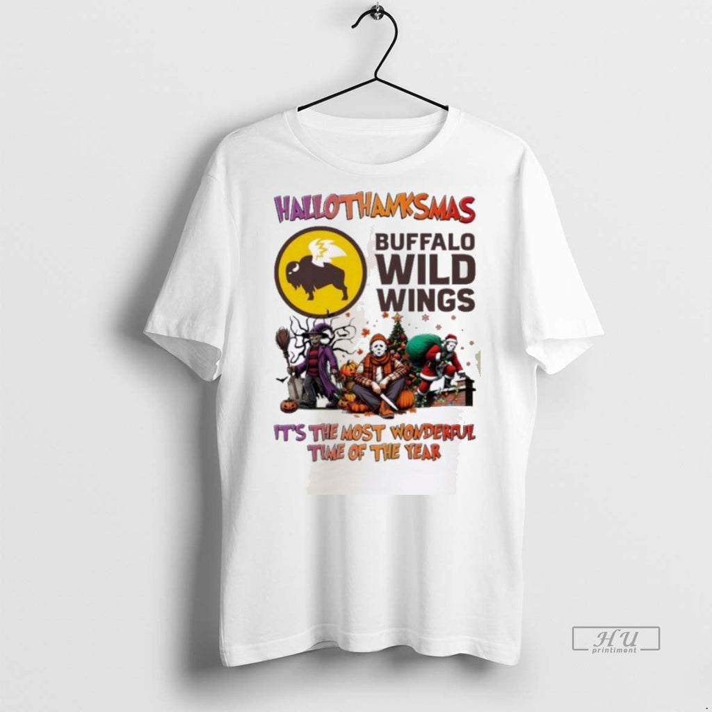 Officials Horror Character X Buffalo Wild Wings Hallothanksmas Its The Most Wonderful Time Of The - T-Shirt, Sweatshirt, Hoodie