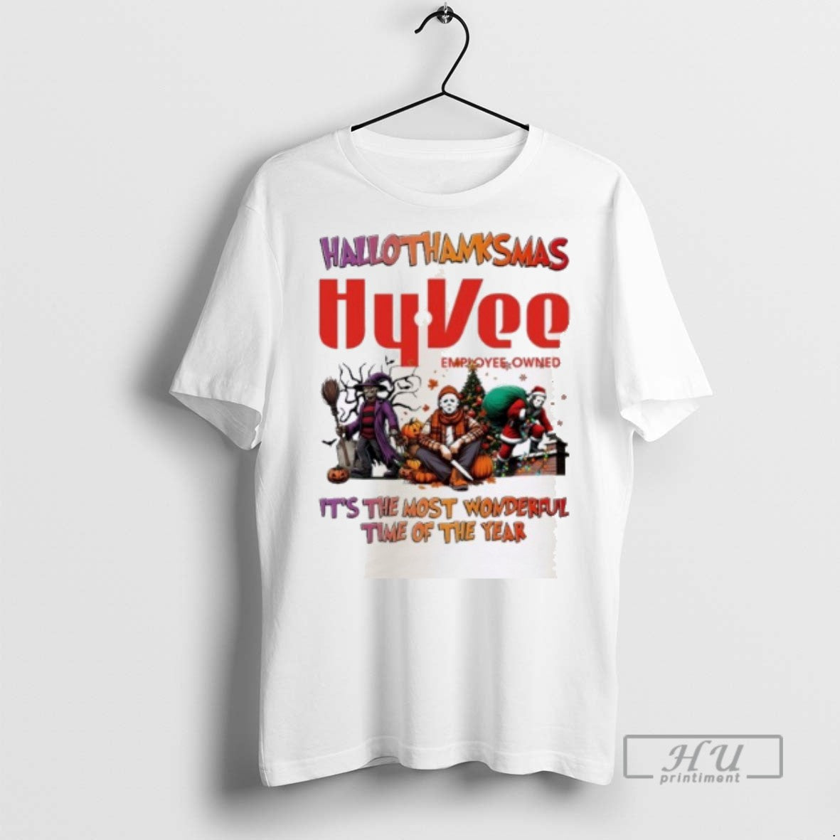 Officials Horror Character X Hyvee Hallothanksmas Its The Most Wonderful Time Of The Year Unisex T-shirt, Sweatshirt, Hoodie, Long Sleeve Tee - T-Shirt, Sweatshirt, Hoodie